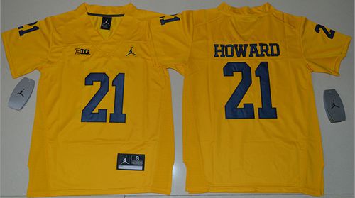 Wolverines #21 Desmond Howard Gold Jordan Brand Stitched Youth NCAA Jersey - Click Image to Close